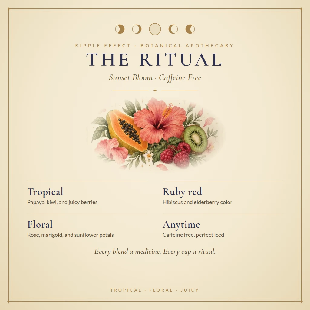 Sunset Bloom tea ritual and benefits